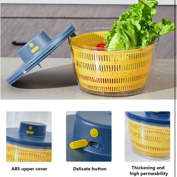Fruit🫐/ Veg🥕Electric⚡️Salad🥗Spinner 4.2-Quart Washer w Bowl & Colander - Picture 9 of 10